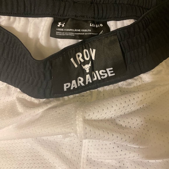 Under Armour Project Rock Mens Iron Paradise White Mesh Shorts 1361618 Sz - Picture 5 of 9